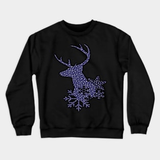 Christmas Snowflake Pattern Dark Blue Deer Crewneck Sweatshirt